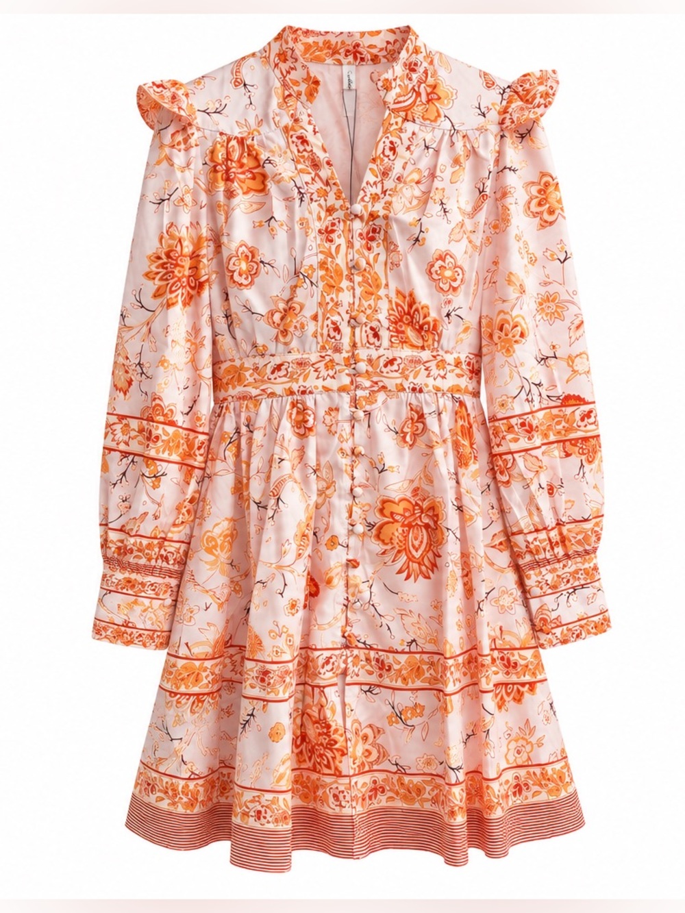 Women’s Floral Orange, Brown and Tan dress